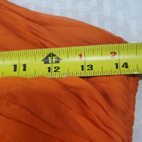 Vtg Niteline Chic  Orange Silk  Gown with Silver Accents - Picture 12 of 16